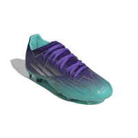 adidas X Speedflow.3 Gazon Naturel Chaussures de Foot (FG) Enfants Mauve Turquoise Argent