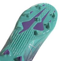 adidas X Speedflow.3 Gazon Naturel Chaussures de Foot (FG) Enfants Mauve Turquoise Argent