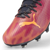 PUMA Ultra 2.4 Gazon Naturel Gazon Artificiel Chaussures de Foot (MG) Enfants Rose Orange Bleu Foncé