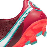 Nike Tiempo Legend 9 Pro Gazon Naturel Chaussures de Foot (FG) Bordeaux Blanc Turquoise Orange