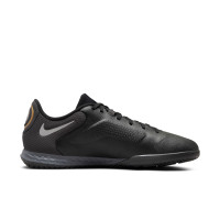 Nike Tiempo Legend 9 Pro React Chaussures de Foot en Salle (IC) Noir Gris Foncé Or