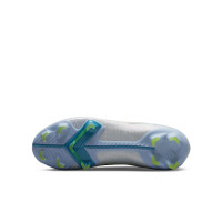 Nike Mercurial Superfly 8 Pro Gazon Naturel Chaussures de Foot (FG) Enfants Gris Bleu Vif Jaune