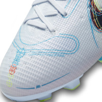 Nike Mercurial Superfly 8 Pro Gazon Naturel Chaussures de Foot (FG) Enfants Gris Bleu Vif Jaune