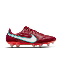 Nike Tiempo Legend 9 Elite Crampons Vissés Chaussures de Foot (SG) Anti-Clog Rouge Blanc Rose