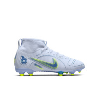 Nike Mercurial Superfly 8 Academy Gazon Naturel Gazon Artificiel Chaussures de Foot (MG) Enfants Gris Bleu Foncé Jaune