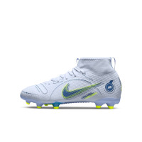 Nike Mercurial Superfly 8 Academy Gras / Kunstgras Voetbalschoenen (MG) Kids Grijs Donkerblauw Geel