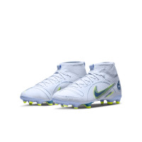 Nike Mercurial Superfly 8 Academy Gras / Kunstgras Voetbalschoenen (MG) Kids Grijs Donkerblauw Geel