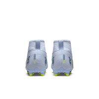 Nike Mercurial Superfly 8 Academy Gazon Naturel Gazon Artificiel Chaussures de Foot (MG) Enfants Gris Bleu Foncé Jaune