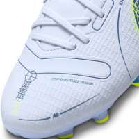 Nike Mercurial Superfly 8 Academy Gazon Naturel Gazon Artificiel Chaussures de Foot (MG) Enfants Gris Bleu Foncé Jaune