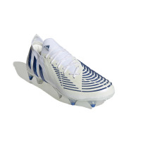 adidas Predator Edge.1 Low Crampons Vissés Chaussures de Foot (SG) Blanc Bleu Blanc