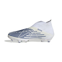 adidas Predator Edge+ Gazon Naturel Chaussures de Foot (FG) Blanc Bleu Blanc