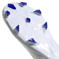 adidas Predator Edge.3 Sans Lacets Gazon Naturel Chaussures de Foot (FG) Blanc Bleu Blanc