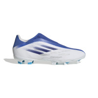 adidas X Speedflow.3 Sans Lacets Gazon Naturel Chaussures de Foot (FG) Blanc Bleu