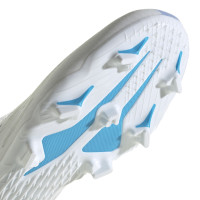 adidas X Speedflow.3 Sans Lacets Gazon Naturel Chaussures de Foot (FG) Blanc Bleu