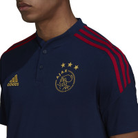 adidas Ajax Polo 2022-2023 Donkerblauw Rood Goud