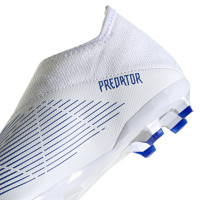 adidas Predator Edge.3 Veterloze Gras Voetbalschoenen (FG) Kids Wit Blauw Wit