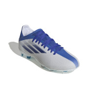 adidas X Speedflow.3 Gazon Naturel Chaussures de Foot (FG) Enfants Blanc Bleu