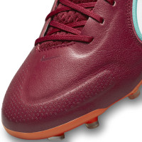 Nike Tiempo Legend 9 Elite Gazon Naturel Chaussures de Foot (FG) Rouge Blanc Turquoise Orange