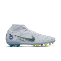 Nike Mercurial Vapor Superfly 8 Academy Chaussures de football en gazon synthétique (AG) Gris, Bleu