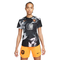 Nike Pays-Bas Pre Match Maillot d'Entraînement 2022-2023 Femmes Noir Blanc Orange
