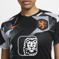 Nike Pays-Bas Pre Match Maillot d'Entraînement 2022-2023 Femmes Noir Blanc Orange