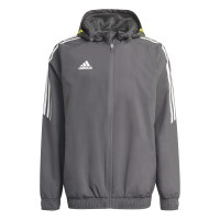 Veste Adidas Condivo 22 All-Weather, gris et blanc