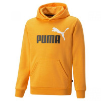 Puma Essentials+ 2 College Big Logo Sweat à capuche en molleton pour enfants Orange Noir