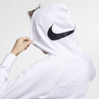 Nike Swoosh Hoodie Vrouwen Wit Zwart