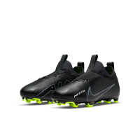 Nike Zoom Mercurial Vapor 15 Academy Sans Lacets Gazon Naturel Artificiel Chaussures de Foot (MG) Enfants Noir Gris Néon Jaune