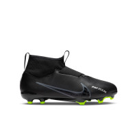 Nike Zoom Mercurial Superfly 9 Academy Sans Lacets Gazon Naturel Artificiel Chaussures de Foot (MG) Enfants Noir Gris Néon