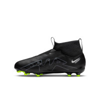 Nike Zoom Mercurial Superfly 9 Academy Sans Lacets Gazon Naturel Artificiel Chaussures de Foot (MG) Enfants Noir Gris Néon