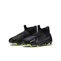 Nike Zoom Mercurial Superfly 9 Academy Sans Lacets Gazon Naturel Artificiel Chaussures de Foot (MG) Enfants Noir Gris Néon