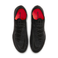 Nike Phantom GT2 Elite Crampons Vissés Chaussures de Foot (SG) Anti-Clog Noir Gris Rouge