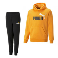 Puma Essentials+ 2 College Big Logo Sweat à capuche en molleton pour enfants Orange Noir