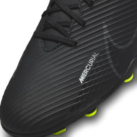 Nike Mercurial Vapor 15 Club Gazon Naturel / Gazon Artificiel Chaussures de Foot (MG) Noir Gris Néon Jaune