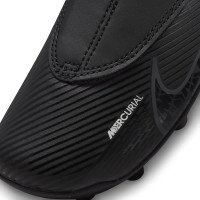 Nike Mercurial Vapor 15 Club Velcro Gazon Naturel Gazon Artificiel Chaussures de Foot (MG) Enfants Tout Petits Noir Gris
