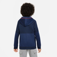 Nike FC Barcelona Travel Fleece Hoodie Trainingspak 2022-2023 Kids Donkerblauw