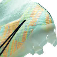 Nike Zoom Mercurial Superfly 9 Elite Gazon Naturel Chaussures de Football (FG) Vert Bleu Foncé Orange