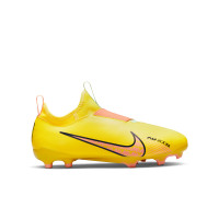 Nike Zoom Mercurial Vapor 15 Academy Sans Lacets Gazon Naturel Artificiel Chaussures de Football (MG) Enfants Jaune Orange Noir