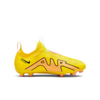 Nike Zoom Mercurial Vapor 15 Academy Sans Lacets Gazon Naturel Artificiel Chaussures de Football (MG) Enfants Jaune Orange Noir