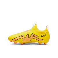 Nike Zoom Mercurial Vapor 15 Academy Sans Lacets Gazon Naturel Artificiel Chaussures de Football (MG) Enfants Jaune Orange Noir