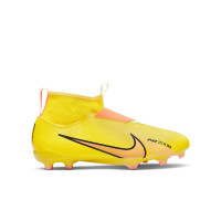 Nike Zoom Mercurial Superfly 9 Academy Velcro Gazon Naturel Gazon Artificiel Chaussures de Foot (MG) Enfants Jaune Orange Blanc