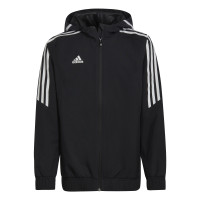 Veste Adidas Condivo 22 All-Weather pour enfants, noir et blanc