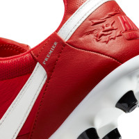 Nike Premier III Gazon Naturel Chaussures de Foot (FG) Rouge Blanc