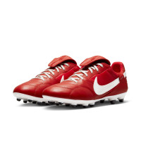 Nike Premier III Gazon Naturel Chaussures de Foot (FG) Rouge Blanc