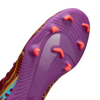 Nike Mercurial Superfly 9 Club KM Gazon Naturel Gazon Artificiel Chaussures de Foot (MG) Enfants Bordeaux Or Bleu