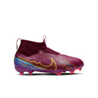 Nike Zoom Mercurial Superfly 9 Academy KM Gras / Kunstgras Voetbalschoenen (MG) Kids Paars Bordeauxrood Goud