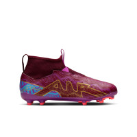 Nike Zoom Mercurial Superfly 9 Academy KM Gazon Naturel Gazon Artificiel Chaussures de Foot (MG) Enfants Mauve Bordeaux Or