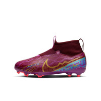 Nike Zoom Mercurial Superfly 9 Academy KM Gras / Kunstgras Voetbalschoenen (MG) Kids Paars Bordeauxrood Goud