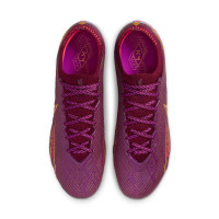 Nike Zoom Mercurial Vapor 15 Elite KM Gazon Naturel Chaussures de Foot (FG) Mauve Bordeaux Or